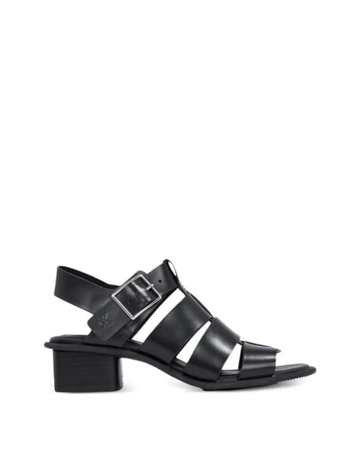 Calvin Klein White Buckle-Fastening Cage-Design Heeled Sandals