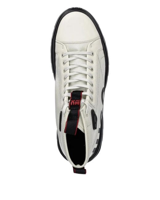 HUGO White Logo-Print Boots for men
