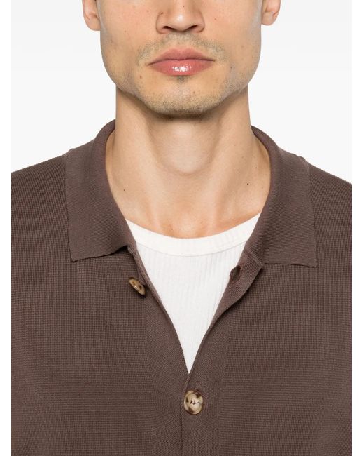 Barba Napoli Brown Button Patch-Pocket Cardigan for men