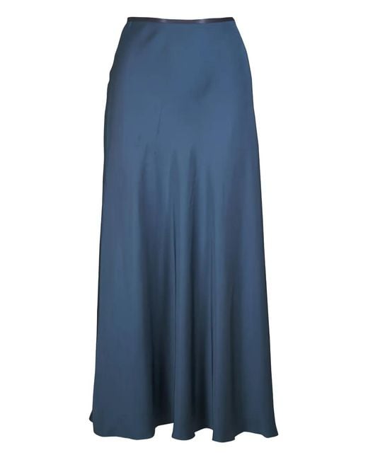 Agnona Blue Ruffled-Hem Midi Skirt