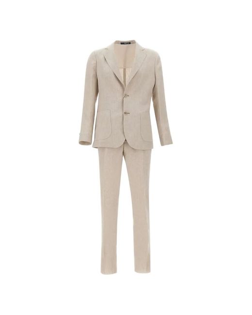 Barba Napoli Natural Patch-Pocket Pleated Suit for men