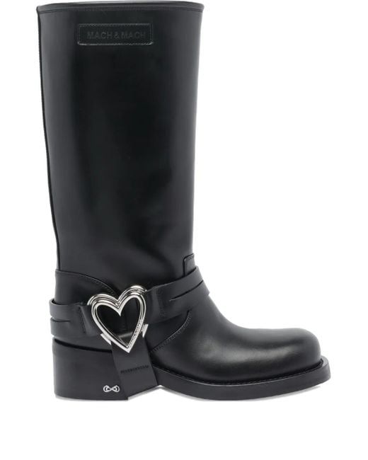 Botas Double Heart con tacón de 50 mm Mach & Mach de color Black