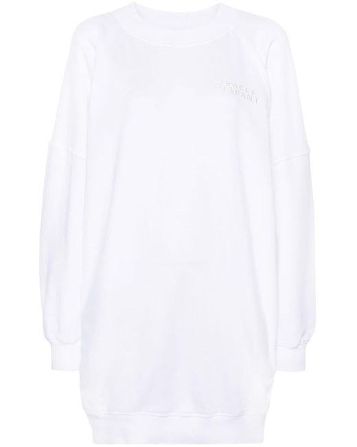 Isabel Marant White Tenery Organic Cotton Sweatshirt Dress