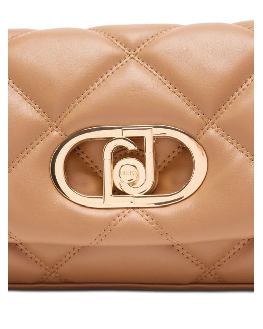 Liu Jo Brown Medium Lapuffy Quilted Logo-Plaque Shoulder Bag