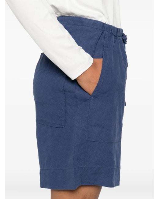 Marc O' Polo Blue Drawstring-Fastening Linen Shorts