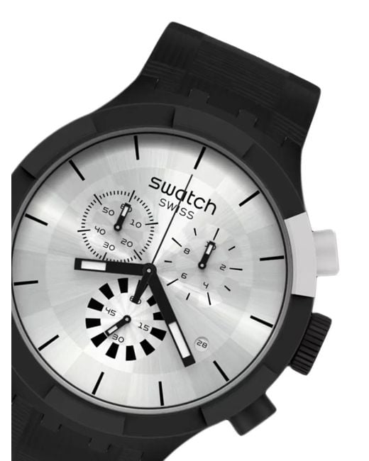 Swatch Black Chequered 47Mm Watch for men
