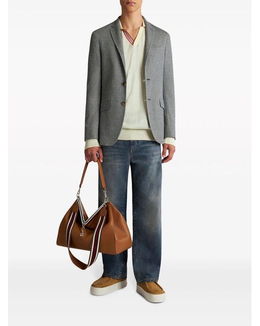 Etro Gray Fine-Checked Single-Breasted Blazer for men