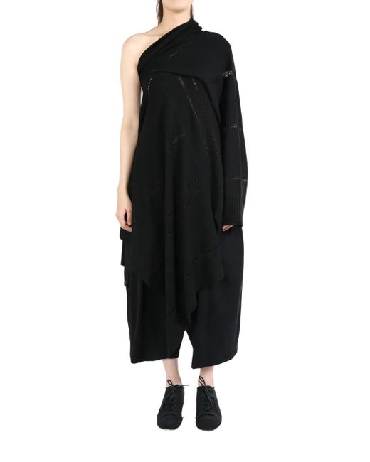 Yohji Yamamoto Black Off-Shoulder Asymmetric Pullover