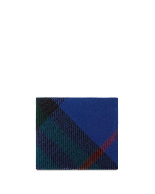 Burberry Blue Checked Bi-fold Wallet for men
