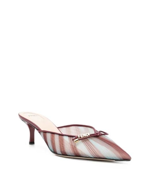 Fendi Pink Tulle Striped Mules