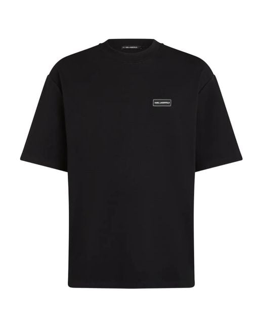 Karl Lagerfeld Black Logo-Patch T-Shirt for men