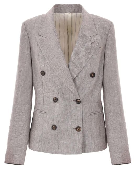 Brunello Cucinelli Blazer Met Dubbele Rij Knopen in het Gray