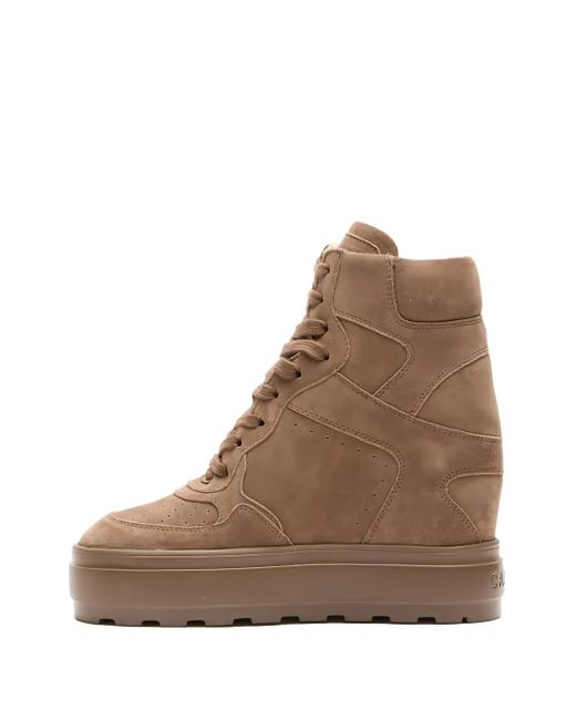 Casadei Brown 80Mm Lace-Up Wedge-Heel Sneakers