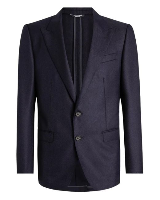 Dolce & Gabbana Blue Two-Button Wool Blazer for men