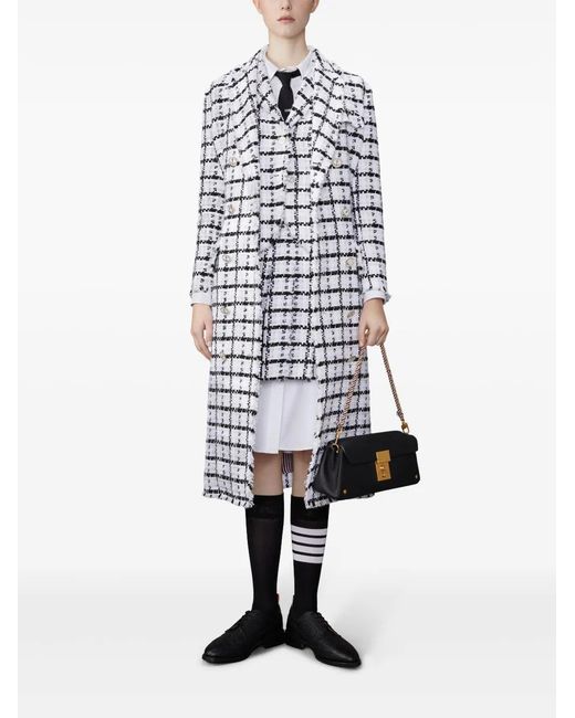 Thom Browne White Checked Coat