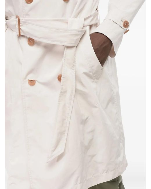 Brunello Cucinelli White Double-Breasted Belted Trench Coat for men