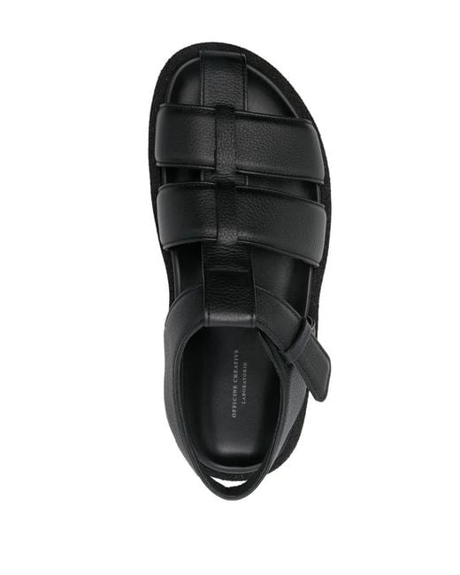 Officine Creative Black Inner Caged Leather Sandals for men