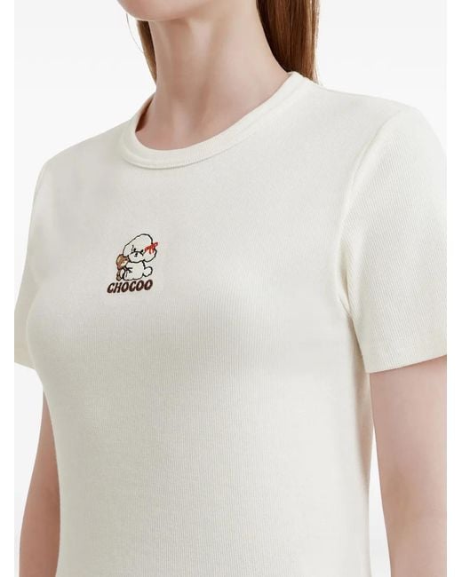 Chocoolate White T-Shirt À Logo Brodé
