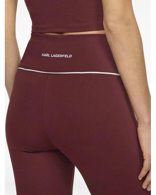 Karl Lagerfeld Red Contrast-Piping Athleisure Leggings