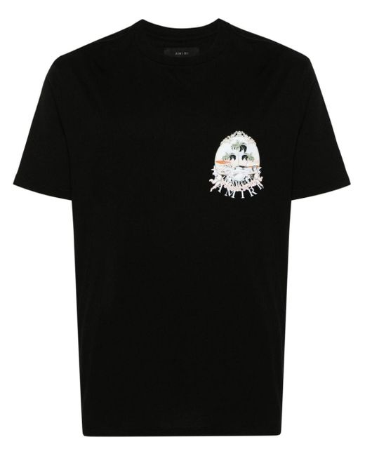 Amiri Black Cherub Printed Cotton T-shirt for men