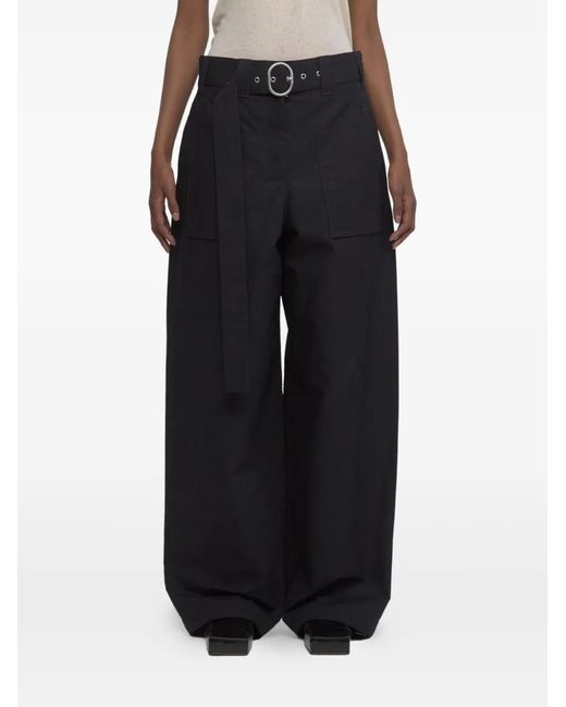Jil Sander Black Belted Pocket Trousers