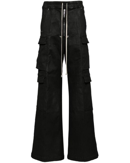 Rick Owens Black Cotton Cargo Double Pants for men