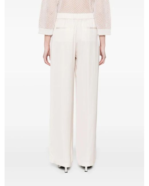 Peserico White Satin Palazzo Trousers