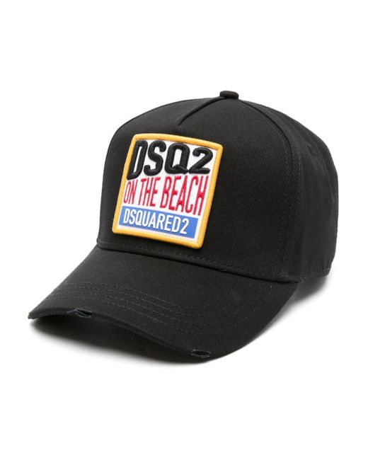 DSquared² Black Baseball Hat With Dsq2 On The Beach Patch for men