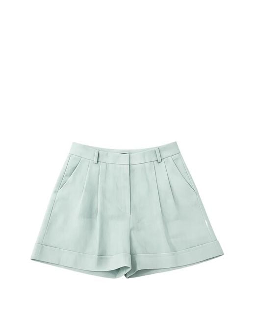 ACTUALEE Blue Pleated Turn-Up Shorts