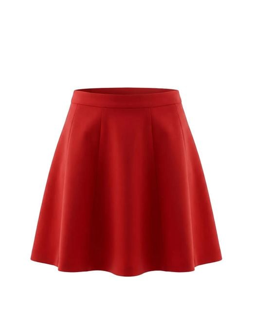 Valentino Garavani Red Pleated A-Line Skirt