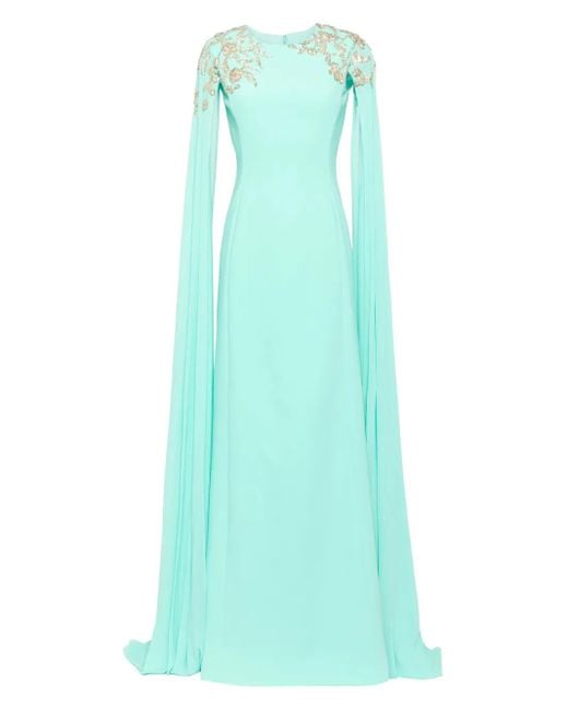 Saiid Kobeisy Green Embellished-Crepe Kaftan Dress