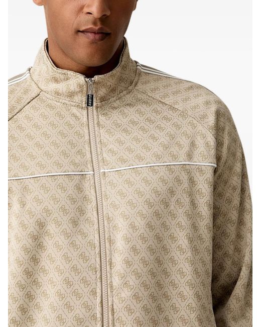 Guess Natural Monogram-Print Zip-Up Sweater for men