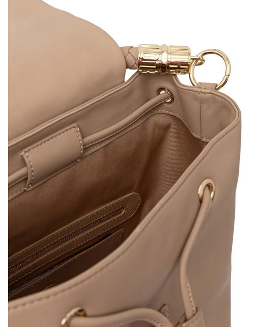 Love Moschino Natural Logo-Embossed Braided-Handle Backpack