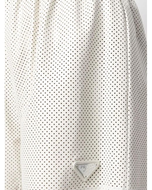 Prada White High-Waisted Logo-Plaque Shorts