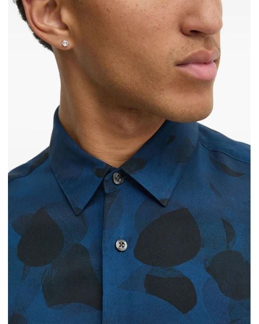 Camisa con estampado abstracto HUGO de hombre de color Blue