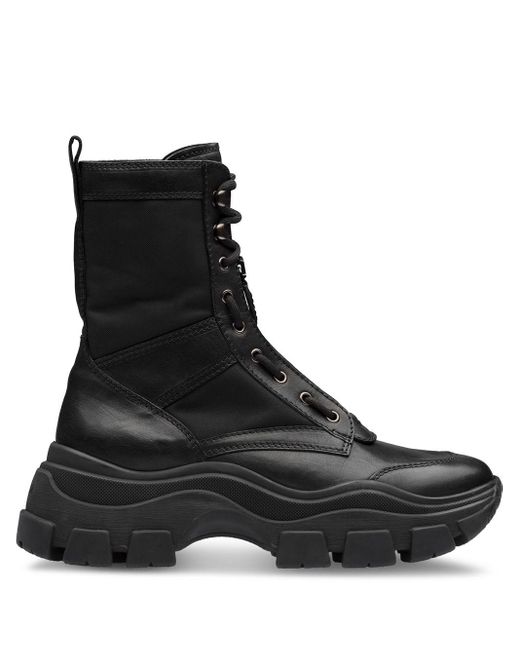 Prada Black Chunky Sole Combat Boots for men