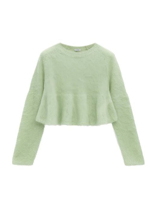 Loewe Green Peplum-Hem Sweater