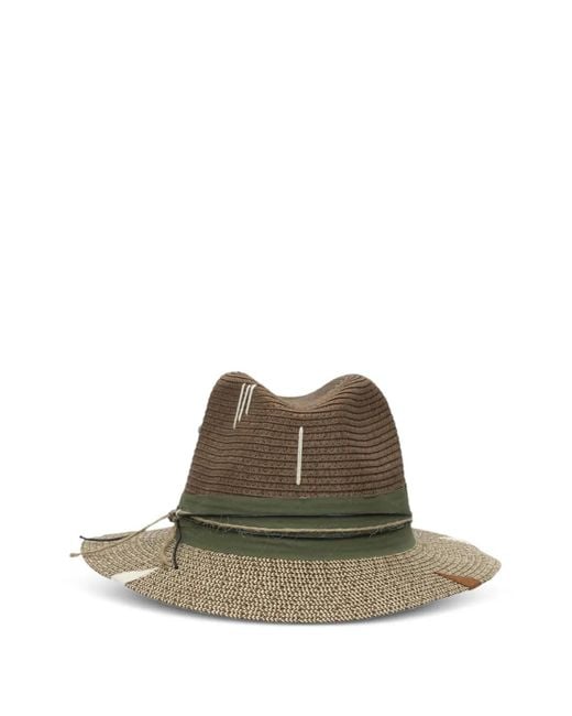 The Hat Gang Green Bead-Embellished Raffia Hat