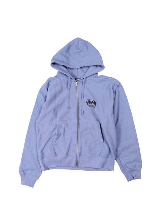 Stussy Purple Logo-Print Zip-Up Hoodie for men