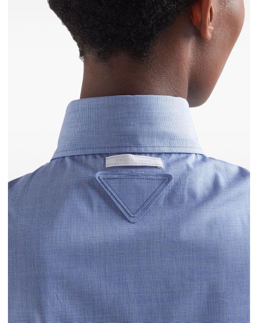 Chemise en coton à manches courtes Prada en coloris Blue
