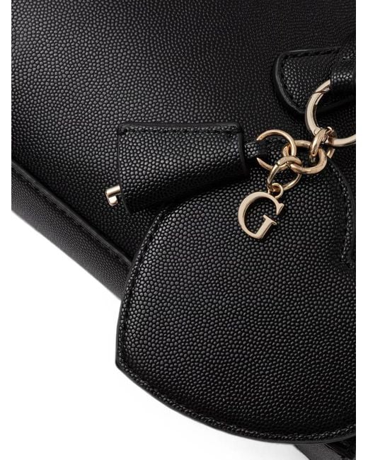 Guess Black Isobel Logo-Plaque Heart-Charm Tote Bag
