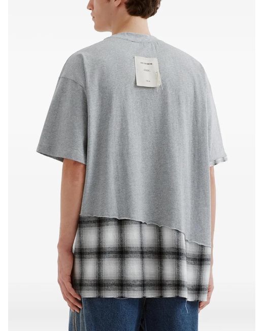 FIVE CM Gray Check-Panel T-Shirt for men