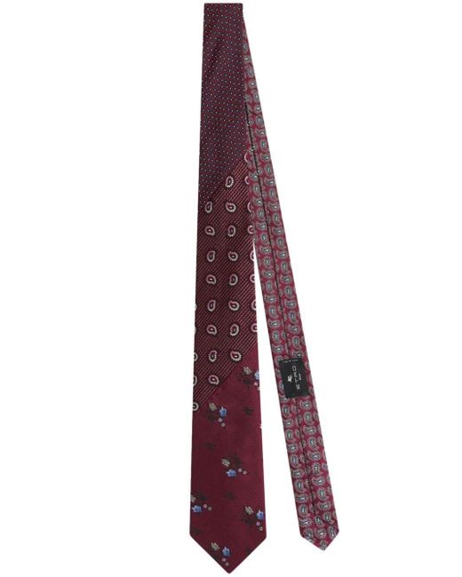 Etro Purple Paisley-print Silk Tie for men