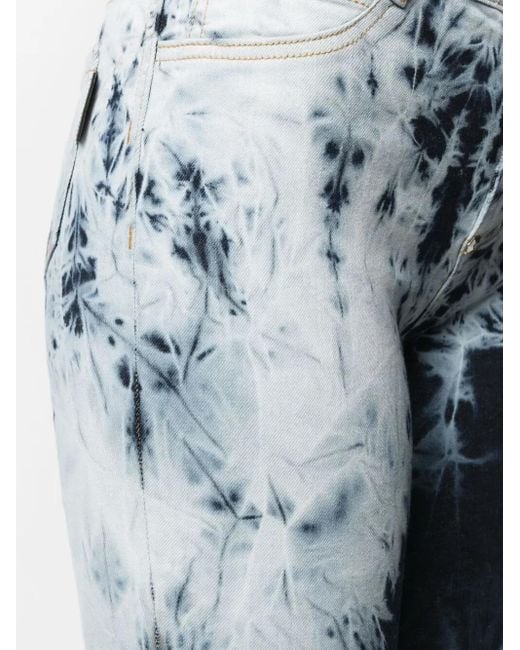 Philipp Plein Blue High-Waisted Acid-Wash Jeggings