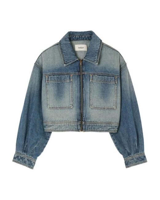 Ba&sh Blue Zip-Front Patch-Pocket Jacket