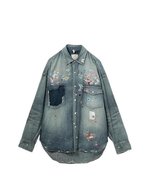 Maison Mihara Yasuhiro Blue Graphic-Print Measuring Tape Hoodie for men