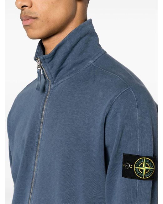 Stone Island Blue Compass-badge Zip-up Sweatshirt for men