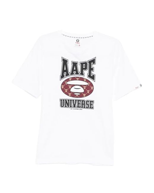 Aape By A Bathing Ape T-Shirt Met Logoprint in het White voor heren
