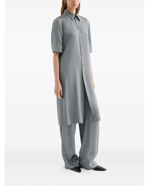 Jil Sander Gray Button Gathering Shirt