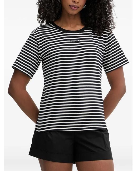 Twinset Black Horizontal-Stripe Logo-Embroidered T-Shirt